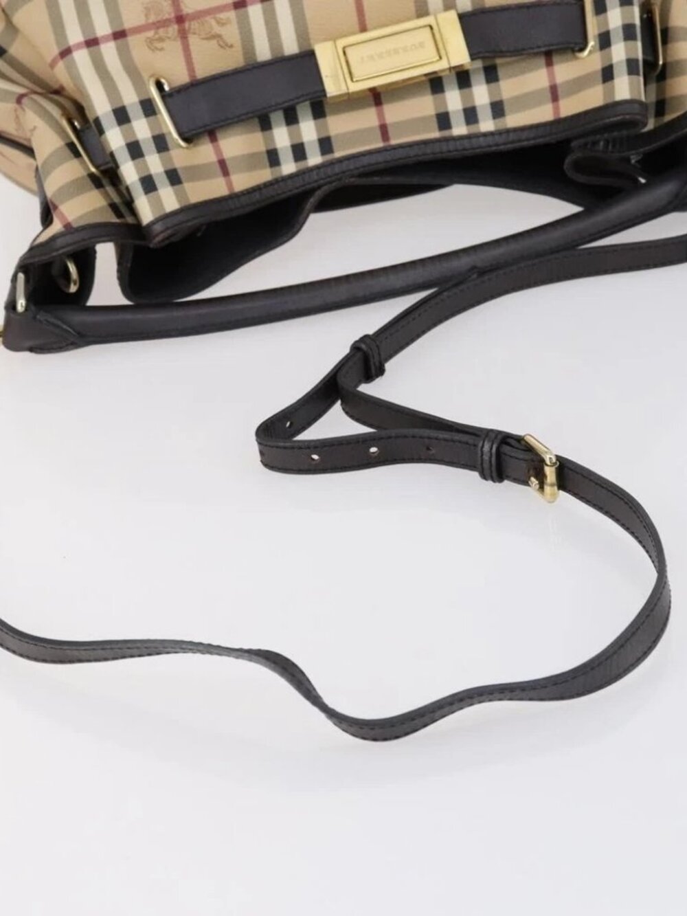 BURBERRY Nova Check Shoulder Bag PVC 2way Beige Gold - Picture 10 of 16